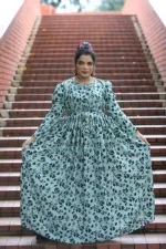 Fully Stitched Printed Pori Gown for Women, Free Size up to 44