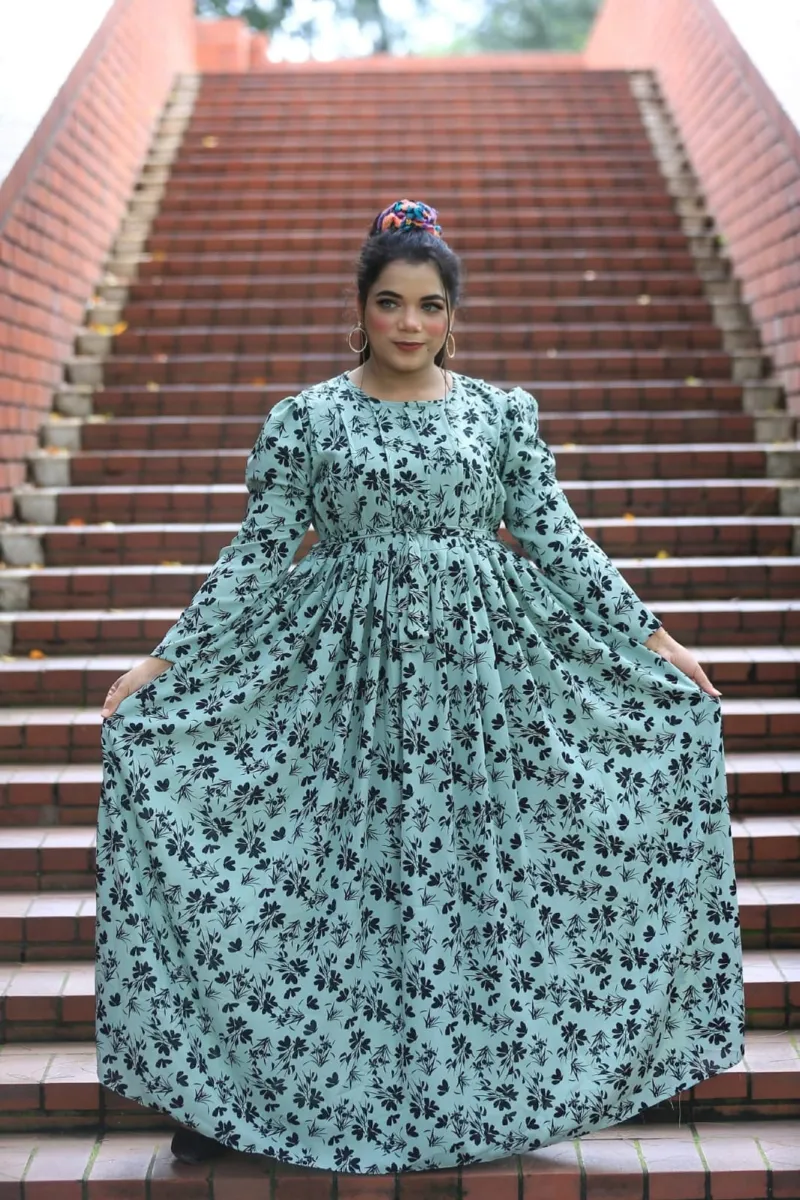 Fully Stitched Printed Pori Gown for Women, Free Size up to 44