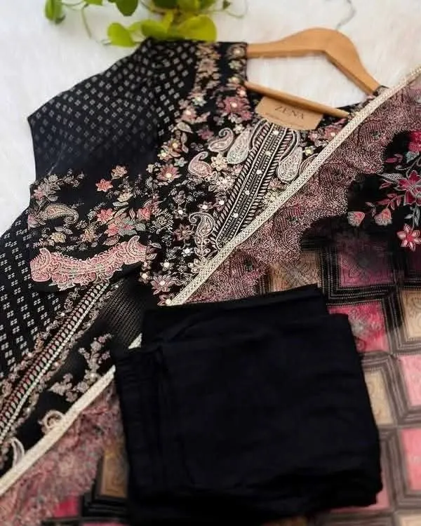 Microstitch Three Piece with Ari Thread Work on the Front