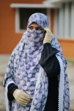 Long Cotton Hijab with Niqab, Viscose Cotton, Back 50 Inch