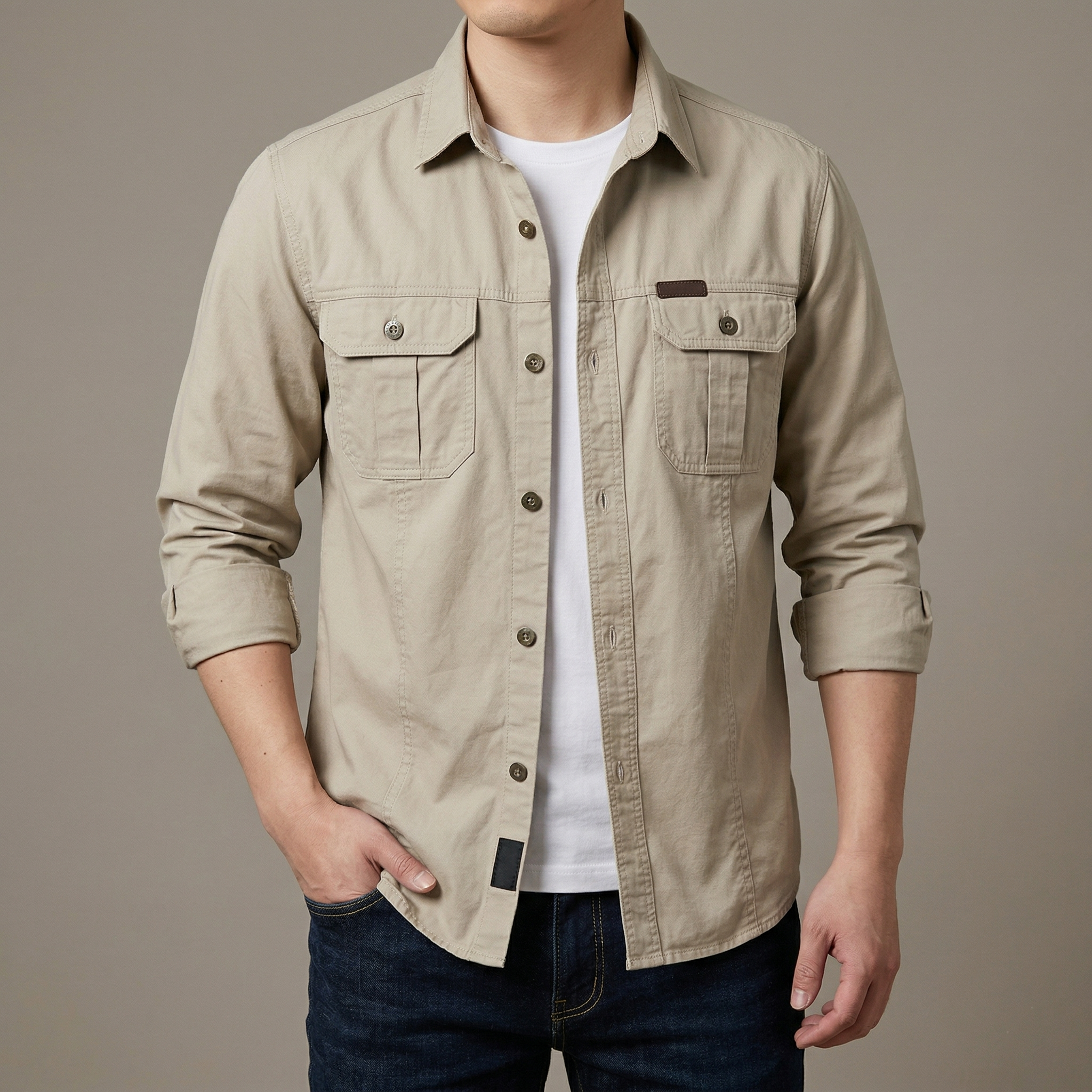 Full sleeves double pocket panel Shirt