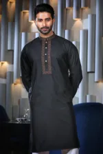 Men's Embroidered Cotton Panjabi with Box, Body 40 to 48