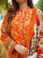 Micro Stitch Digital Print Three Piece with Bindu Orna