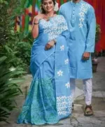 Dhupian Silk Panjabi and Half Silk Saree Set for Couples