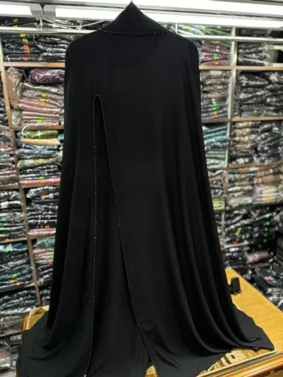 Abaya Full Set with Lace Work, Koti and Hijab, Body 36 to 46