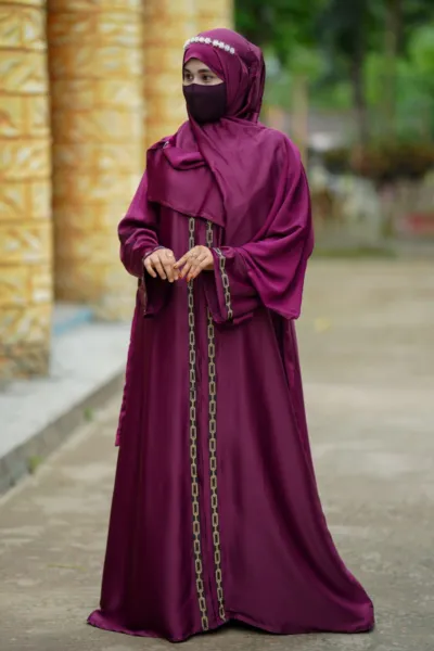 Zafran Fabric Borka with Karchupi Work, Sizes 50 to 56