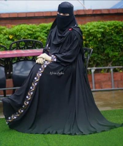 Moriom Embroidery Borka with Hijab, Sizes 50 to 58