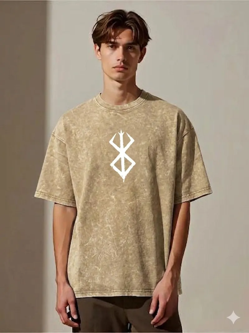 Men's Acid Wash Drop Shoulder T-Shirt, Pure Cotton 250 GSM