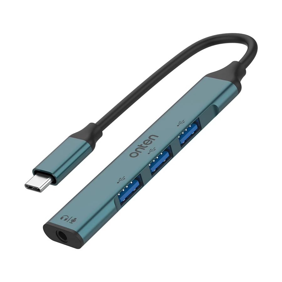 Onten OTN-9706 Type-C to Tri USB & 3.5mm Audio Converter Crystal Teal