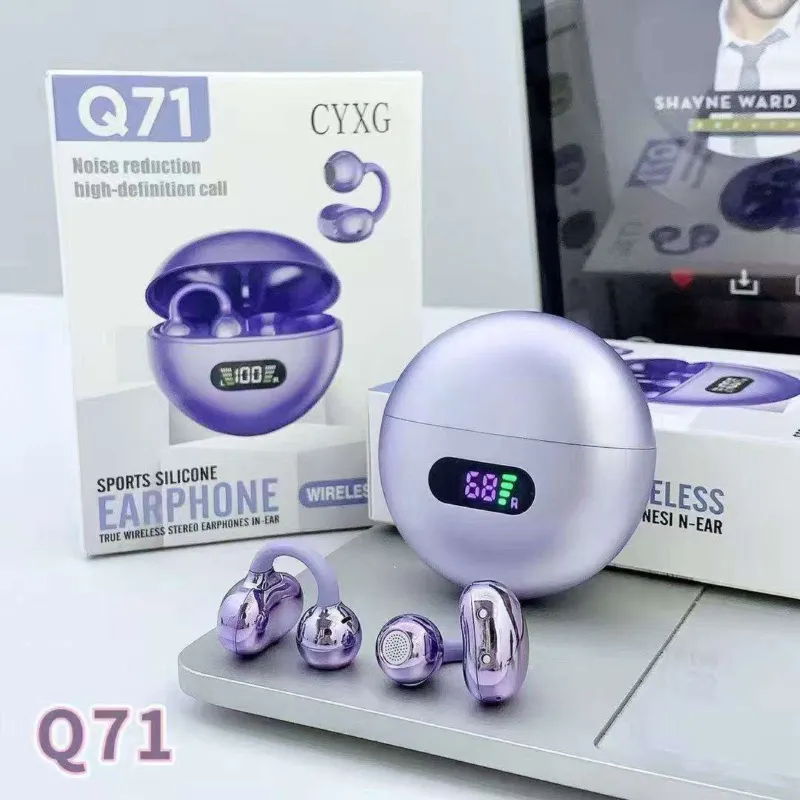 Q71 True Wireless Open-Ear Ear Clip Earbuds with Digital LED Display