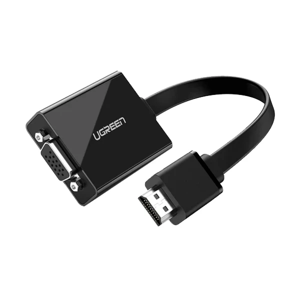 Ugreen 40248 HDMI Male to VGA, 3.5mm & Type-C Female, Black Converter