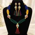 Premium Multicolor Turkish Crystal & Antique Ball Necklace Set