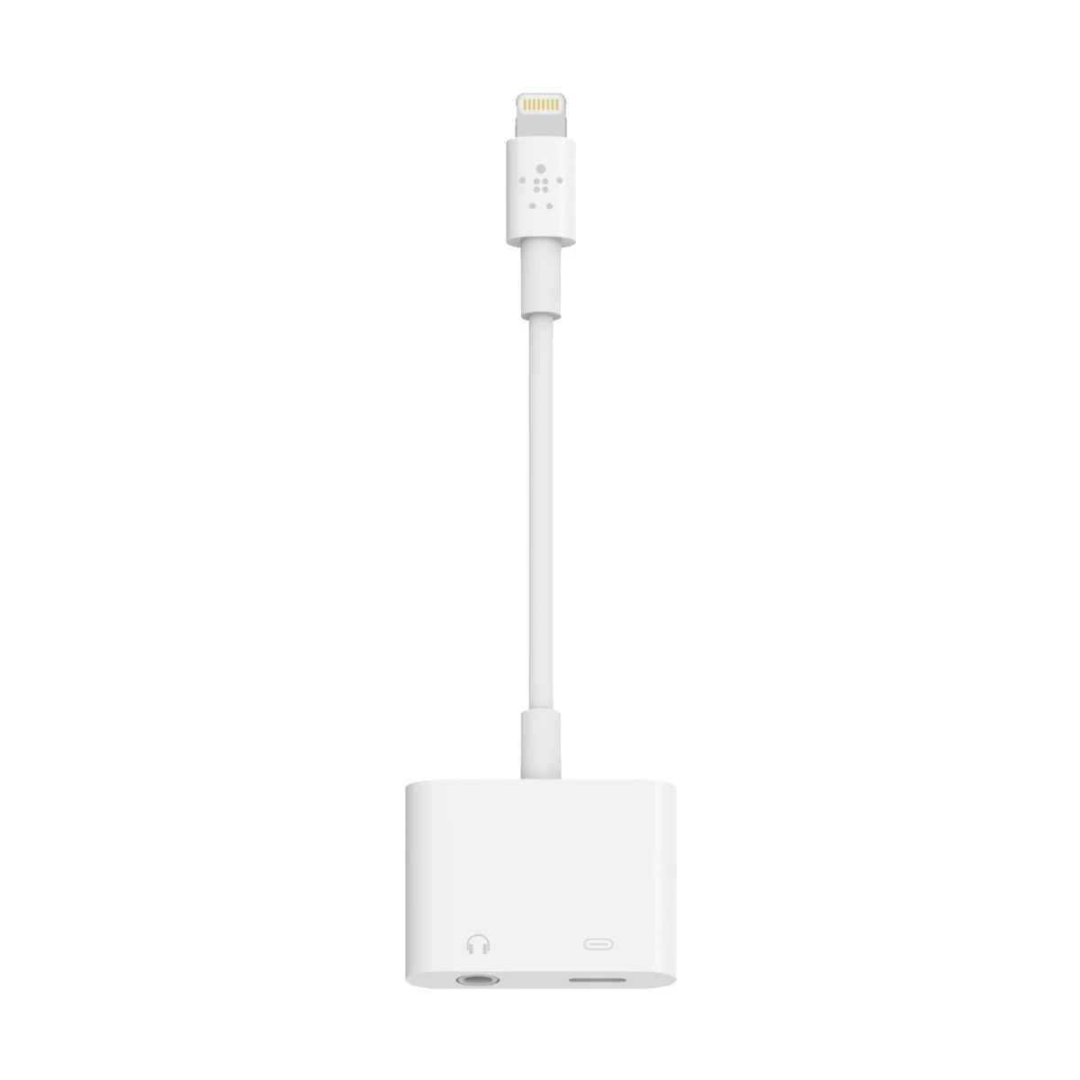 Belkin F8J212btWHT Lightning Male to 3.5mm & Lightning Female Adapter