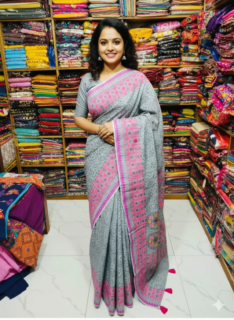 Boutique Screen Print Silk Saree, 13.5 Haath, 6 Colours