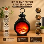 LED Flame Effect Lantern Lamp – Battery & USB Powered Warm Night Light