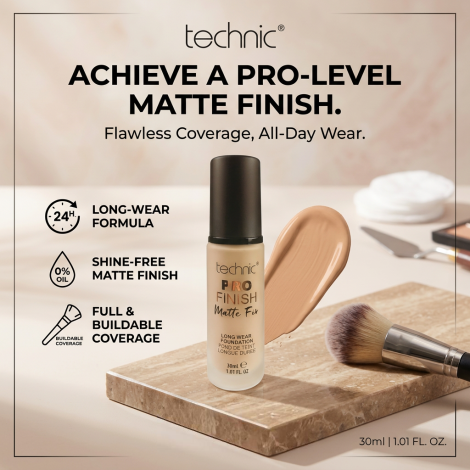 Technic Pro Finish Matte Fix Foundation 30ml - Beige (China)