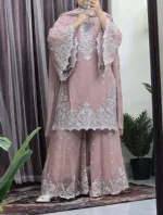 Georgette Embroidered Gharara Set with Lined Pant, 6 Colours