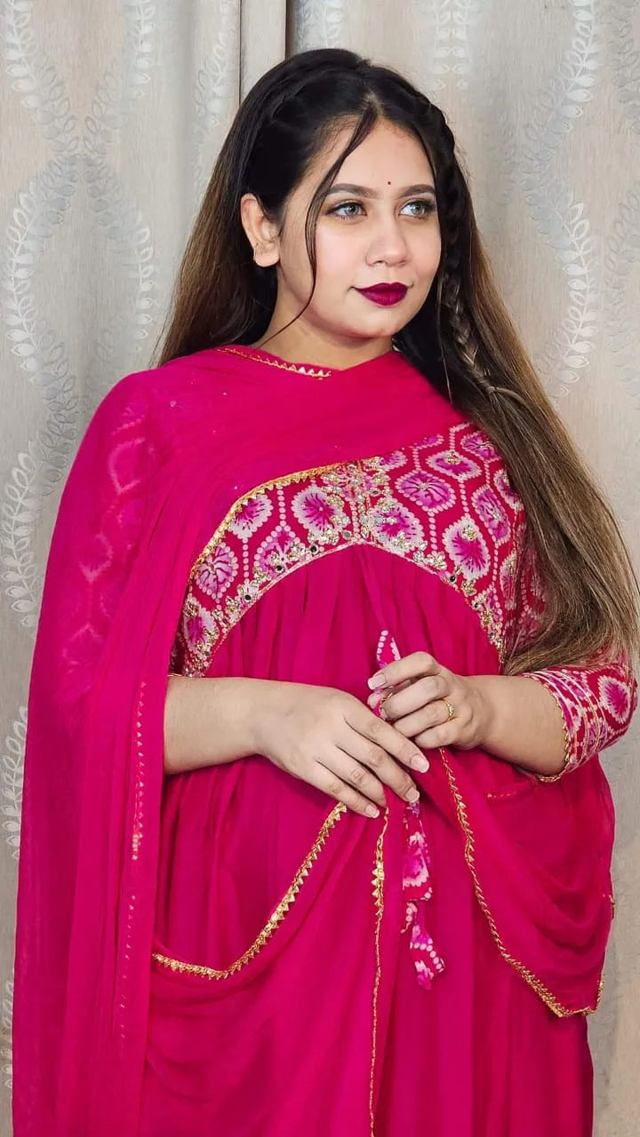 Aliya Cut Linen Three Piece with Karchupi Work, 5 Colours