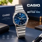 Casio Standard Blue Dial Men's Watch (MTP-E735D-2AV) – Quartz Analog Movement, 5 Bar Water Resistant, Stainless Steel Case & Matching Blue Stainless Steel Band with One-Touch 3-Fold Clasp