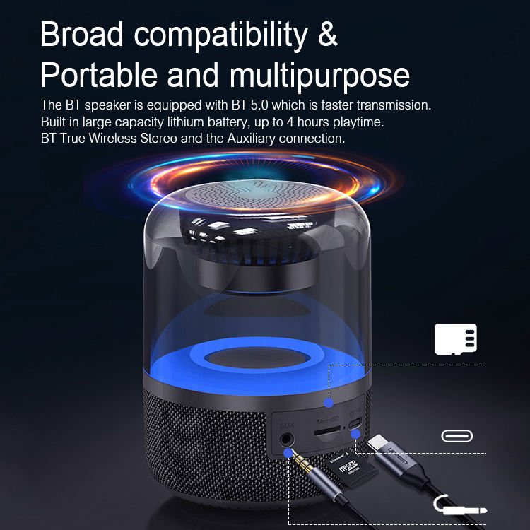 Z5 RGB Mini Portable Wireless Bluetooth Speaker – 5W Compact Speaker with Dynamic LED Light Effects, Bluetooth 5.0, TWS & Rechargeable Battery