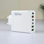 160W Super Fast Multi-Adapter: Ultimate GaN Charger with 6 Ports & Lightning Cable