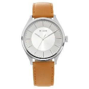 Titan Men’s Urban Edge Lustrous White Dial Leather Watch – NP1802SL07