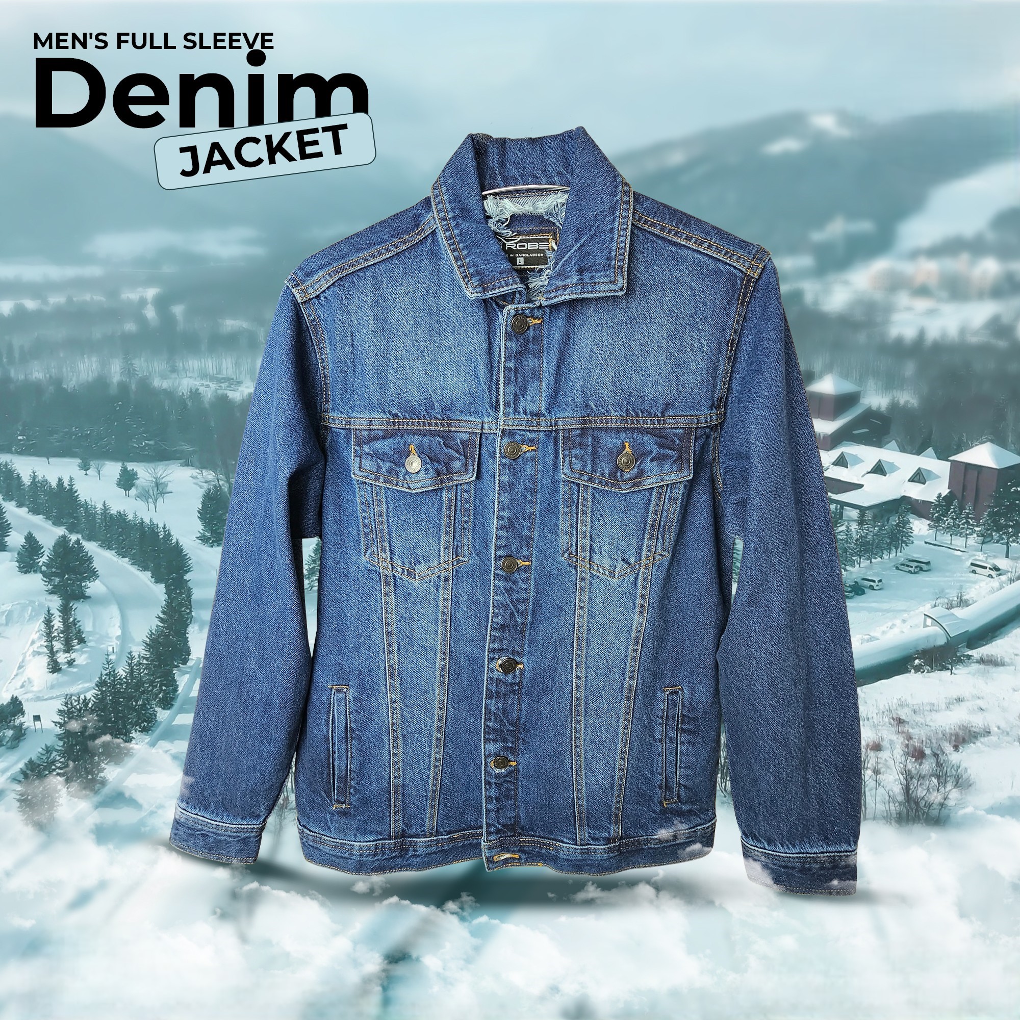 Men's Full Sleeve Denim Jacket ( Navy Blue)
