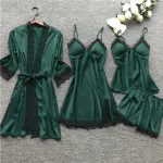 Women's Satin Nightwear Set, Nightie, Top and Short Pant