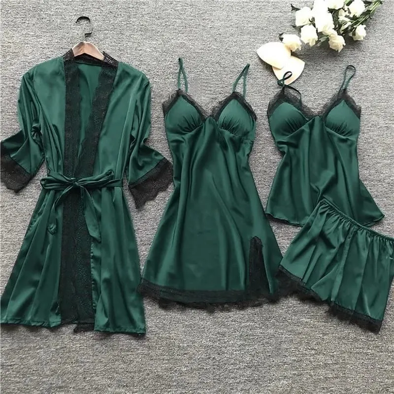 Women's Satin Nightwear Set, Nightie, Top and Short Pant