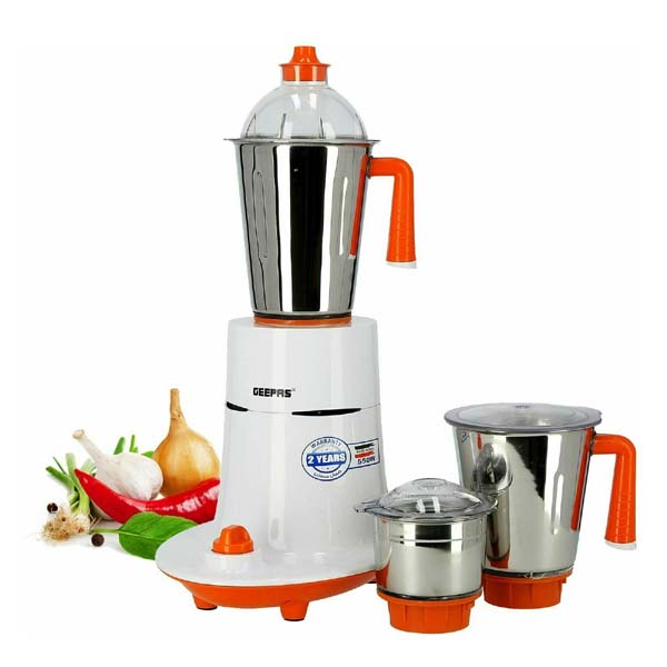 Geepas GSB5080 550W 3-in-1 Mixer Grinder – Stainless Steel Jars & Blades