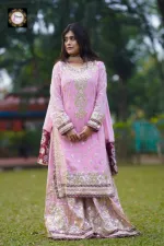 Fox Georgette Sequin Embroidery Three Piece with Sharara