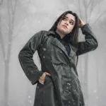 Women's Suede Leather Overcoat with Buttons and Side Pockets