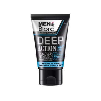 Biore Men's  Deep Action Extra Cool Double Scrub Facial Foam 100g (Vietnam)