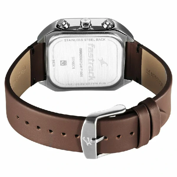 Fastrack 3270SL04 Fleek Quartz Multifunction Grey Dial Leather Strap Watch