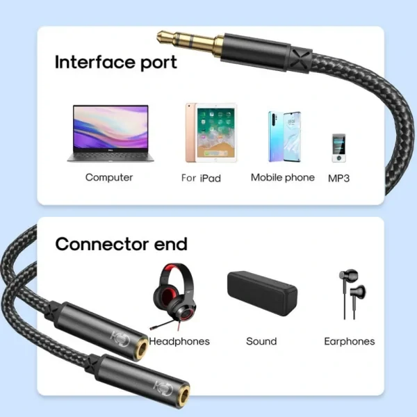 Joyroom SY-A04 Male to Female Y-splitter Audio Cable Support Voice Call