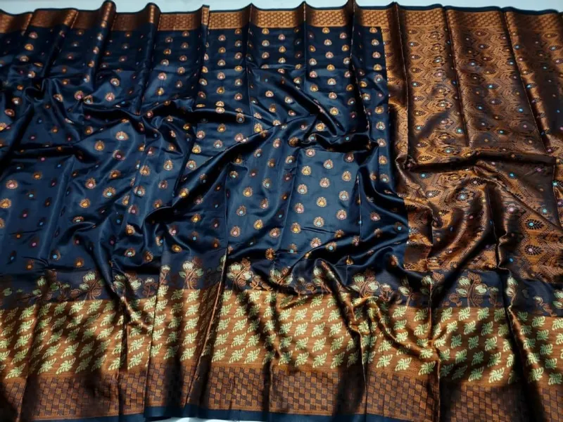 Soft Silk Katan Wedding Saree with Zari Design, 12 Haath