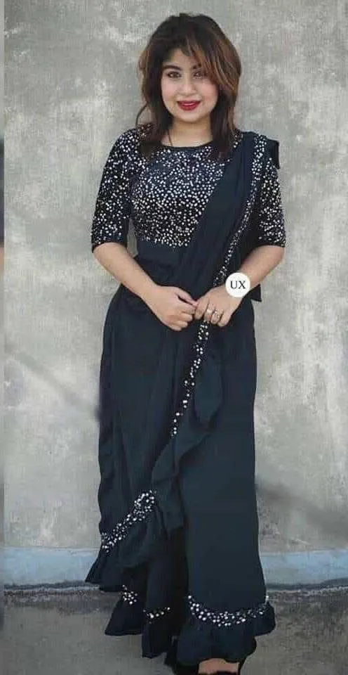 Readymade Cherry Georgette Saree Gown with Ready Blouse
