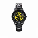 360° Rotating Car Wheel Rim Quartz Watch – Matte Black Sports Wristwatch