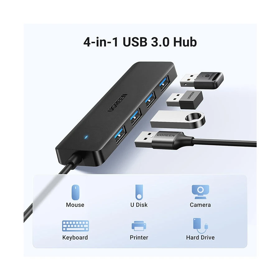 UGREEN CM219 35574 USB to 4-Port USB Hub 5Gbps 1 Meter Black