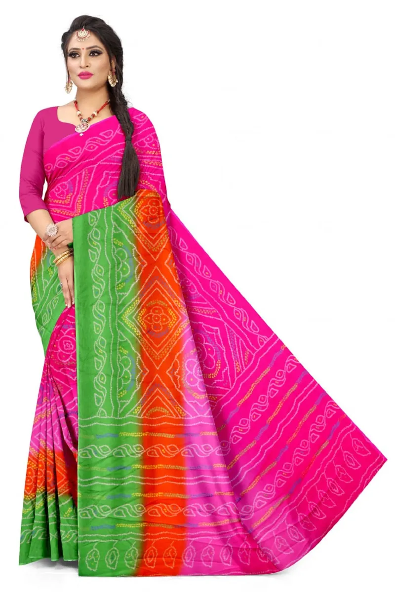 Women's Chunri Print Saree, Saree Only, 5 Colours