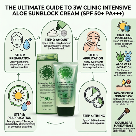 3W Clinic Intensive Aloe Sunblock Cream SPF50+ PA+++ 70ml (Korea)