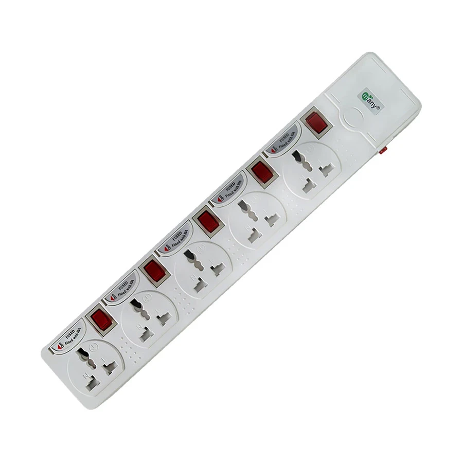Many MTS-154 2 Pin 5 Port Power Strip 5 Meter White