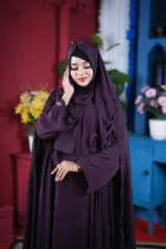 Nusayba Abaya Full Set with Stone and Lace Work