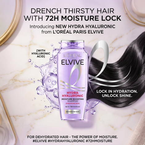 L'Oreal Hydra Hyaluronic Moisture Boosting Shampoo for Dehydrated Hair 400ml (France)