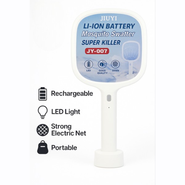 JUYI Rechargeable Mosquito Swatter Racket with LED Light