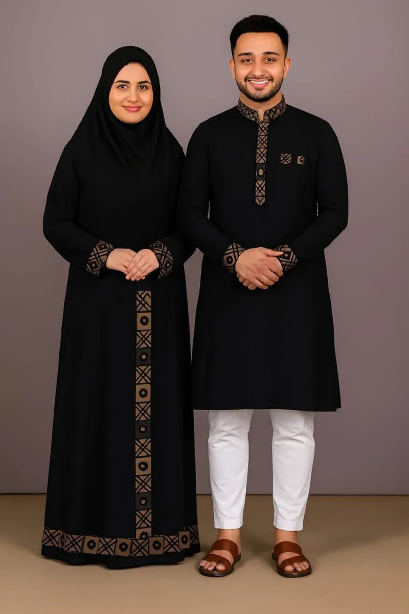 Couple Eid Combo, Panjabi with Pajama and Borka with Hijab