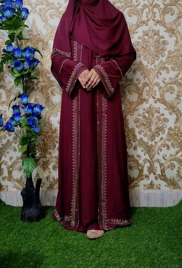 Koti Borka with Hijab, Stone Work, Lengths 52, 54, 56