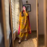 Women's Soft Cotton Embroidered Three Piece with Chiffon Orna