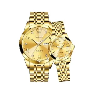Olevs  Stainless Steel fashionable  Couple watches Full Golden