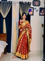 Soft Silk Katan Buti Saree with Jacquard Border, 6 Colours